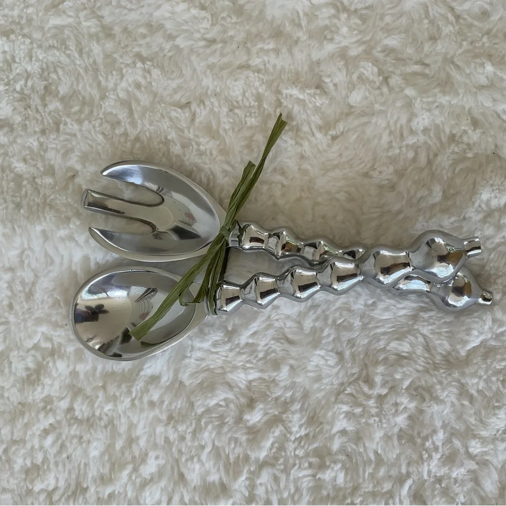 Silver Decorative Salad Serving Set by